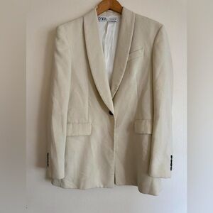 Zara Classic Cream Long Blazer